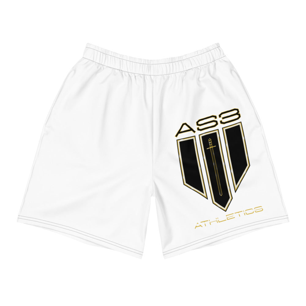 Men's AS3 White Athletic Long Shorts